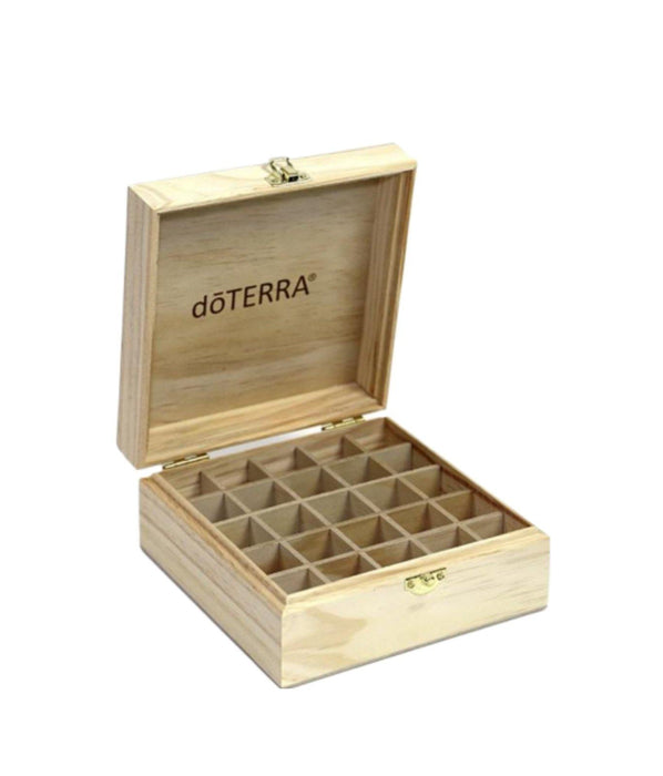 Caja de madera c/logo doTERRA (Wooden box) Capacidad para 25 aceites de 5 ó 15 ml, - AAceites Esenciales